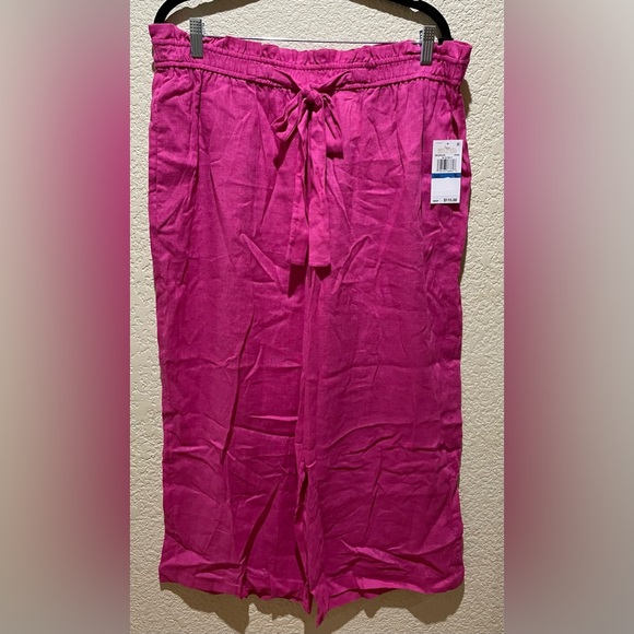 NWT Michael Kors Wide Leg Front Tie Pants Hot Pink Size XL - Picture 7 of 11